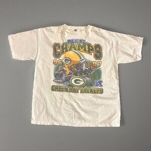 Vintage 90s Green Bay Packers NFC Champions Starter T-shirt Size Large Made USA